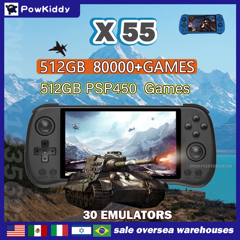 Gaming Console X55 - 80000 gier 512G POWKIDDY X55 5,5-calowy