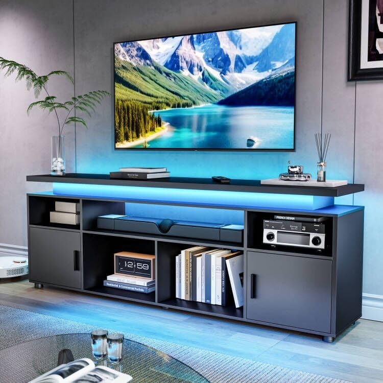 Gaming Console Entertainment Center - Szafka RTV, centrum rozrywkowe z oświetleniem
