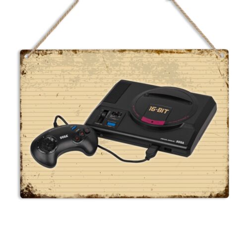 Gaming Console Driving - Metalowy Znak Tabliczka Mega Drive Retro