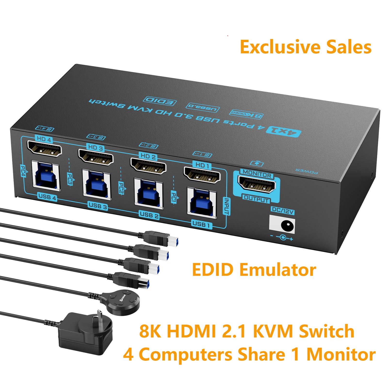 Gaming Console With Phone - Przełącznik KVM 8K HDMI 2.1 4-portowy