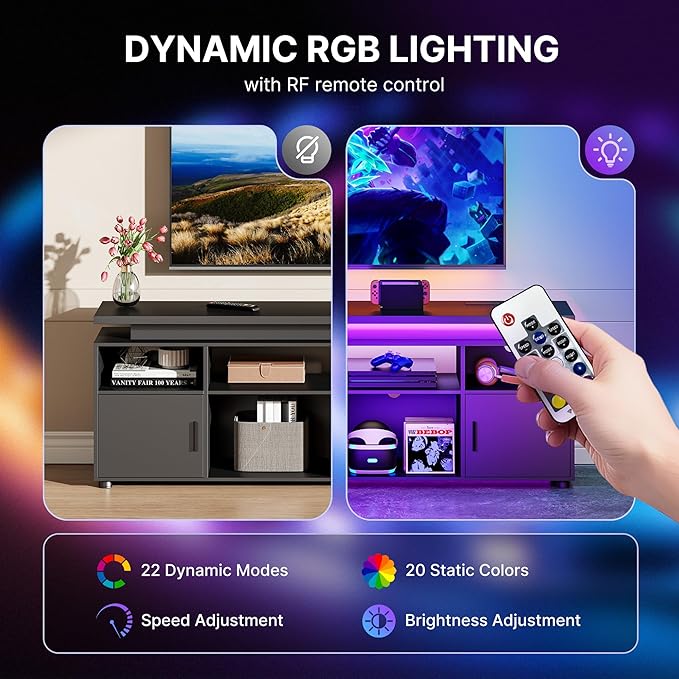Nowoczesna szafka RTV z oświet – Gaming Console Entertainment Center recenzja i cena