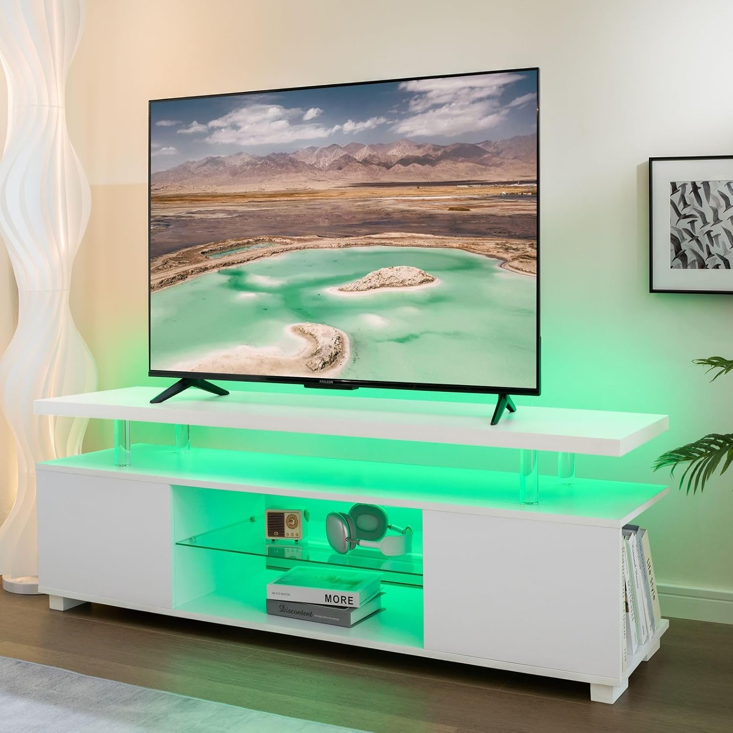 Stojak pod telewizor LED, biał – Gaming Console Entertainment Center recenzja i cena