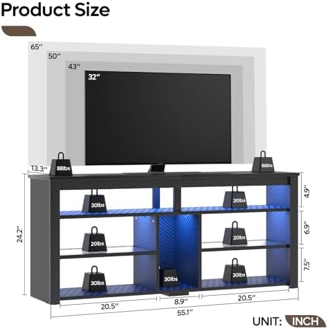 Wysoki stojak pod telewizor LE – Gaming Console Entertainment Center recenzja i cena
